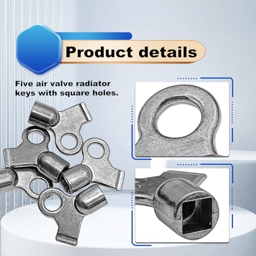 LTDCVTR 5Pcs Radiator Bleeding Vent Valve Keys, Metal Copper Alloy Gas Key for Efficient Air Release, Gas Valve Metal Radiator Keys Accessory Flush Plumbing Tool - Silver