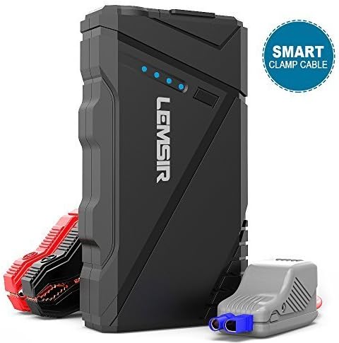 LEMSIR Waterproof QDSP 800A Peak 12V Portable Car Lithium Jump Starter up to 7.2L Gas and 6.0L Diesel Auto Battery Booster Phone Charger Power Pack withย Smart Jumper Cables L6
