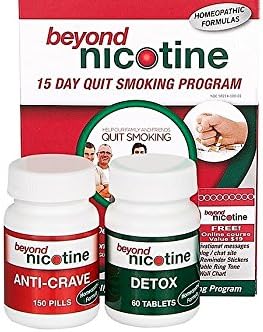 Quit Smoking In 15 Days with the Beyond Nicotine Program. Includes Homeopathic Anti Crave Pills and Nicotine Detox Tablets. Stop Smoking Course Booklet , a Wallchart, Online Support and Other Tools
