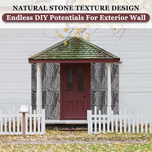 Troystudio Faux Stone Brick Siding Panels - 11.7 X 11.7 X 1.8 Inches 4 Pcs Stone Brick Veneers Wall Panel, Paintable Mobile Home Skirting Panels, Thickened Brick Tiles For Outside & Exterior (Gray B) #TOP2
