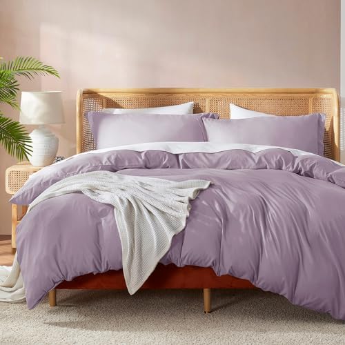 Nestl Twin Duvet Cover Set - Soft Double Brushed Dusty Purple Duvet Cover Twin XL, 2 Piece, with Button Closure, 1 Duvet Cover 68x90 inches and 1 Pillow Sham