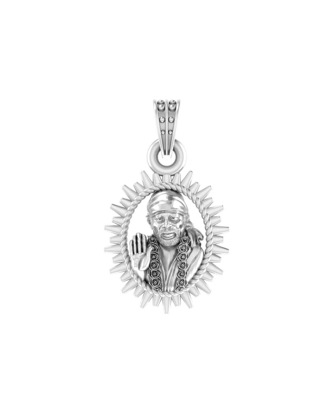 Pendentif Lord Shirdi Sai Baba en argent sterling 925, collier amulette de taille Small 3 g