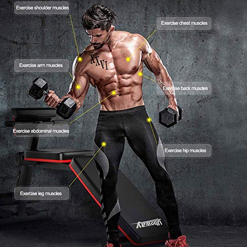 HOMRanger Multifunction Adjustable Workout Bench,Household Auxiliary Sit-up Board,Portable Foldable Weight Bench,Strength Training Bench Press D