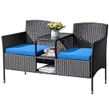 Flamaker Wicker Loveseat Blue