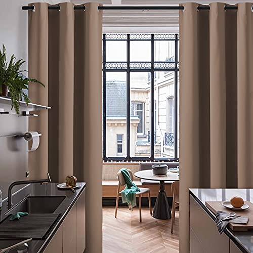 Image of RYB HOME Room Divider Blackout Curtains, Thermal Insulated Privacy Drapes Vertical Blinds for Living Room Bedroom Office Dining Room Separator, W60 x L96 inch, Cappuccino, 1 Panel