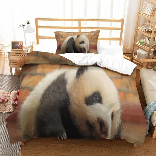 Housse de couette panda 135x200 lit simple infroissable et doux - 3