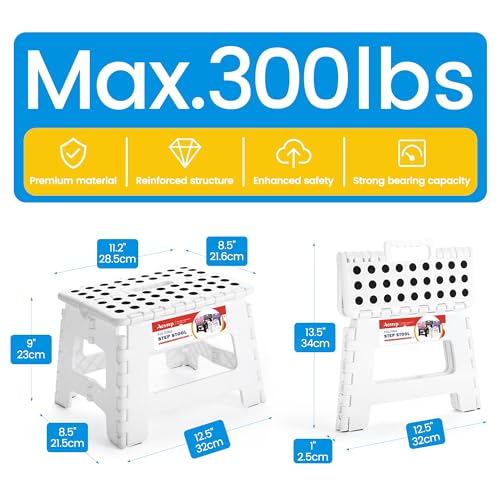 image for ACSTEP Folding Step Stool Portable Collapsible Plastic Step Stool 9 In