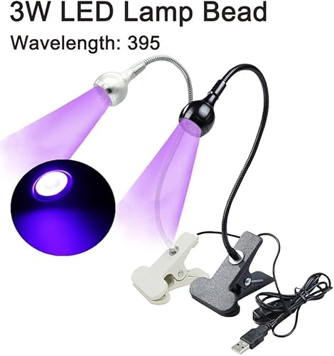 Bovmics Lâmpada de mesa USB 3W LED UV para celular, unhas de gel, braçadeira portátil flexível, Plug