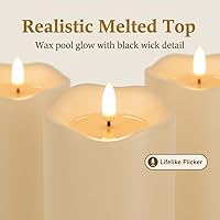 Vista 3 de ANGELLOONG Velas sin llama con control remoto para decoración de mesa, velas falsas parpadeantes que funcionan con pilas, velas de batería