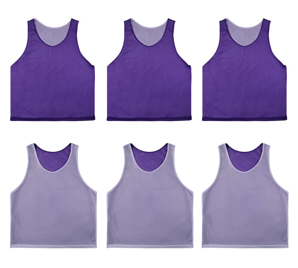 RE-HUO 6 Stück wendbare Pinnies Basketball Fußball Trainingsweste doppelseitig Mesh Trikots für Erwachsene