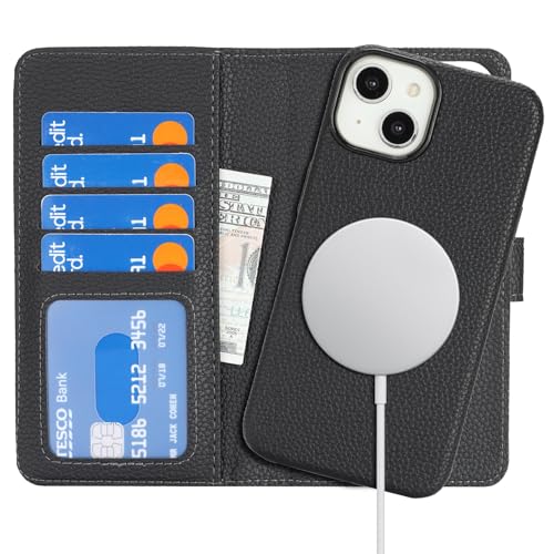 �g���������� iPhone15 �P�[�X Magsafe �Ή� iPhone 15 �P�[�X �蒠�^ �}�O�Z�[�t �ϏՌ� �y������2in1�z ���C�����X�[�d�Ή� �J�[�h���[ �t�F�C�N���U�[�i6.1�C���`�Ή��j -�u���b�N