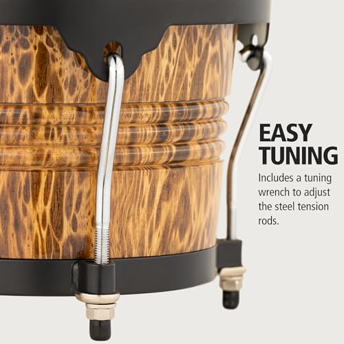 Meinl Percussion Bongos com búfalo de madeira de borracha, acabamento de leopardo Burl - NÃO feito n
