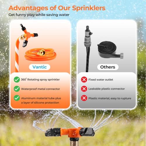 Vantic Trampoline Sprinkler, Net Friendly Trampoline Water Sprinkler for Kids, 360° Rotating Sprinkler for Trampoline, 5 Minutes Quick Setup Trampoline Accessories for 10-16ft Trampoline,Orange
