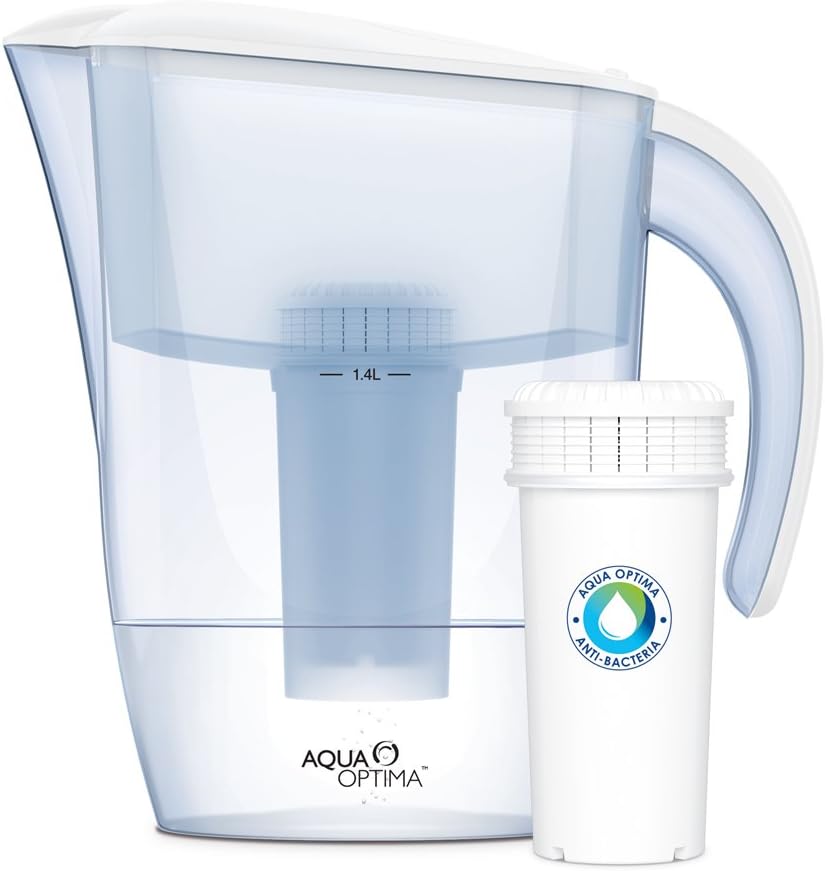 Aqua Optima White Anti-bacteria Filter Jug, as effective as boiling water (inc 90day Filter) AJ0100 Juno