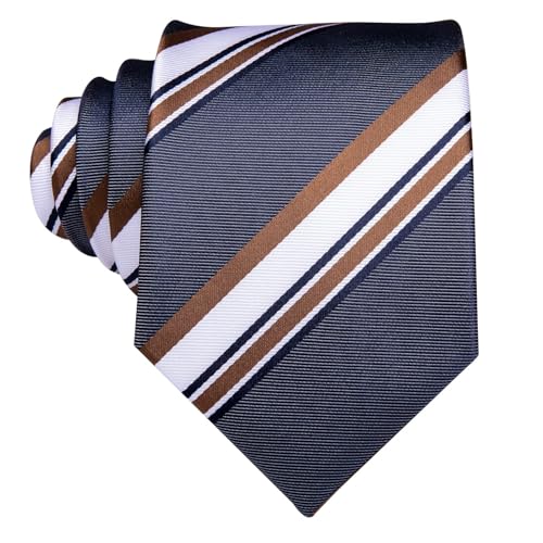 Image of Dubulle Mens Paisley Striped Tie Woven Necktie for Men and Handkerchief Cufflinks Set Wedding Formal Business