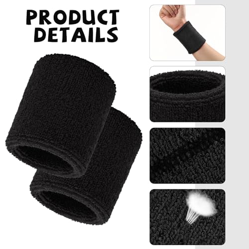Image of WILLBOND 8 Pack Wrist Sweatbands Sports Wristbands Tennis Sweatbands Neon 80s Thick Cotton Gymnastics Sweat Band Athletic Football Soccer Sports Wristband for Men Women Party