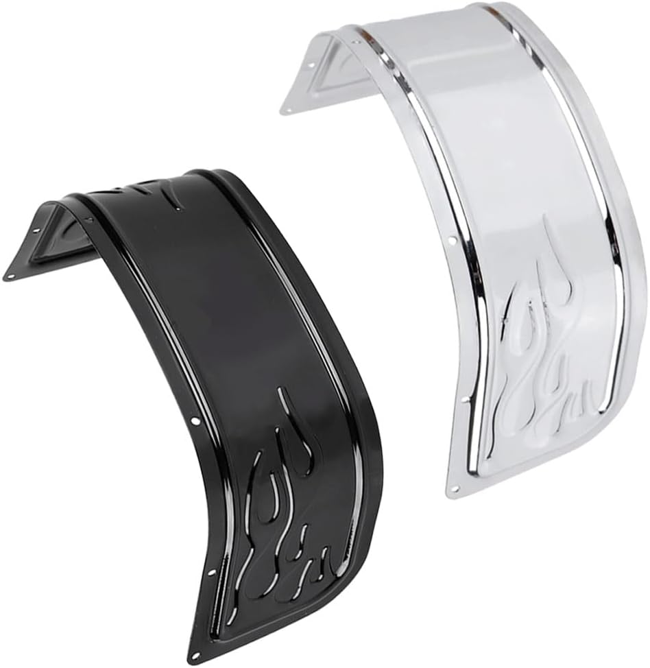 Front Lower Fender Skirt Trim, Flame Style Front Fender Trim Skirt, 2014-2022 Compatible with Harley Touring Road King Electra Street Glide - Chrome Silver
