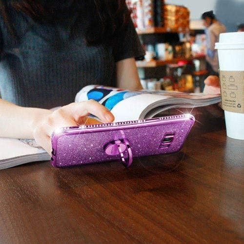 OCYCLONE Glitter Galaxy S8 Case, Luxury Cute Phone Case for Women Girls with Kickstand, Bling Diamond Rhinestone Bumper with Ring Stand Compatible with Galaxy S8 Case for Girl Women - Purple