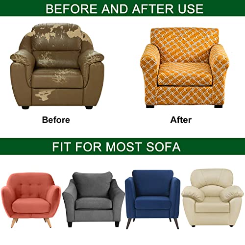 Crfatop 2 Piece Floral Soft Chair Covers For Dogs Stretch Armchair Cover Slipcovers For 1 Seater Chair Slip Cover Washable Sofa Furniture Covers With 1 Individual Cushion Covers,(Small,02) #TOP4