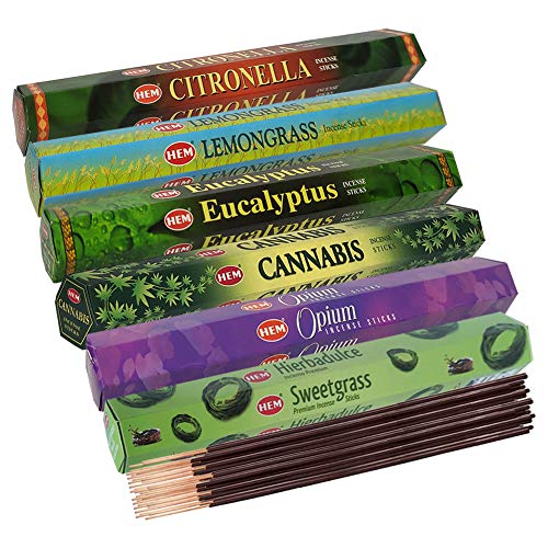 Hem Incense Sticks Variety Pack #26 and Incense Stick Holder Bundle with 6 Herbal Fragrances