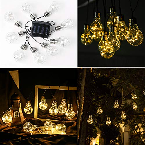 pearlstar Solar Globe Bulb Strings Lights Outdoor with 9 LED Hanging Bulbs...