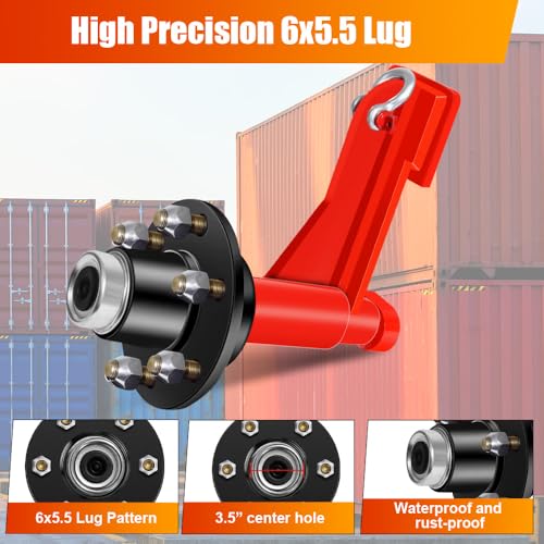 Upgrade 2Pack Shipping Container Wheel 6-Lug Kit, 6x5.5 Lug, Heavy Duty Shipping Container Axle, Shipping Container Accessory with Ratchet Strap for Moving 20ft - 40ft Containers Quickly and Safely by AvmrLc - Image 5