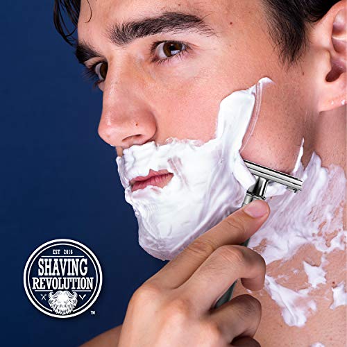 Double Edge Safety Razor - Butterfly Open Razor With 10 Japanese Stainless Steel Blades - Close, Clean Shaving Razor For Men (Silver) #TOP1
