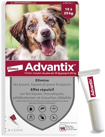 Advantix Chien Moyen entre 10 et 25 kg – Pipettes pour chien cont...