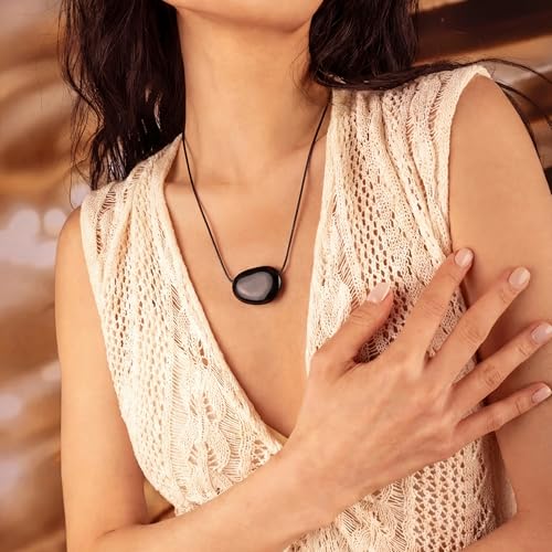Dr's gift Black Stone Necklaces for Women Pebble Pendant Necklace by Dr's gift - Used condition - Image 3