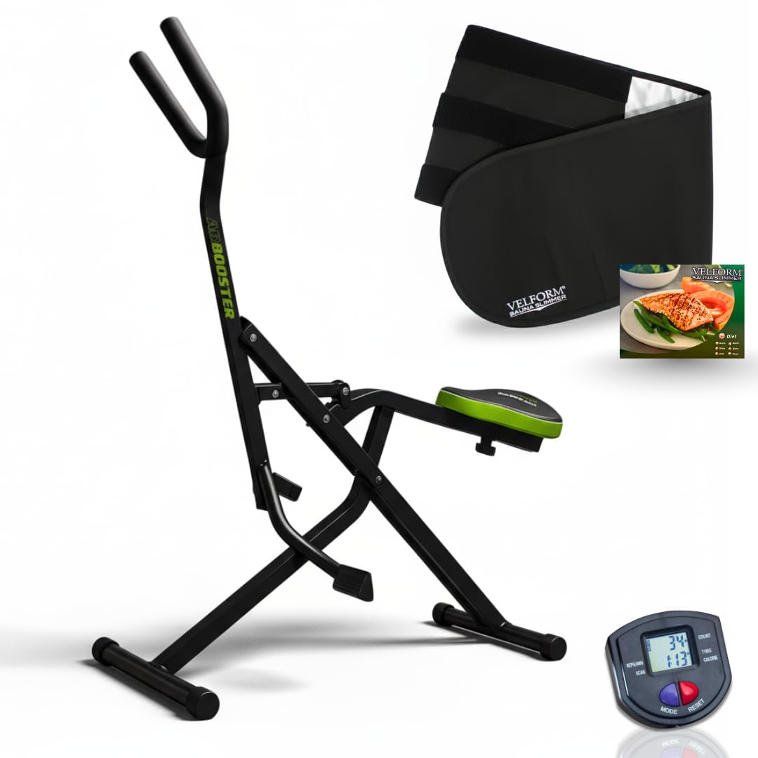 GYMFORM Ab Booster Plus + Sauna Slimmer, maszyna do budowania mięśni, pełny sprzęt treningowy, wielofunkcyjne ćwiczenia aerobowe i tonowanie, komputer + pas redukujący efekt sauny