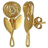 Rose Blossom Stud Earrings, Rose Gold Plated 925 Sterling Silver, Warm and Hypoallergenic - Handmade by Emmanuela