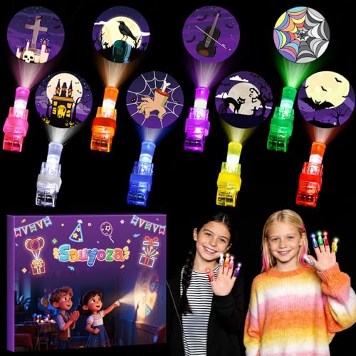 Sauyoza 36 Pack Gothic Party Favors LED Finger Lights Wednesday Inspired Theme Birthday Goodie Bag Stuffers Classroom Treasure Box Rewards Halloween Party Supplies for Boys & Girls
