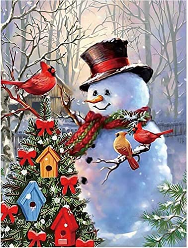 Christmas, Adults - Snowman , Diy Canvas Paint By Numbers For Kids Beginner Art Crafts For Home Wall Decor 16 × 20 Inch #TOP4