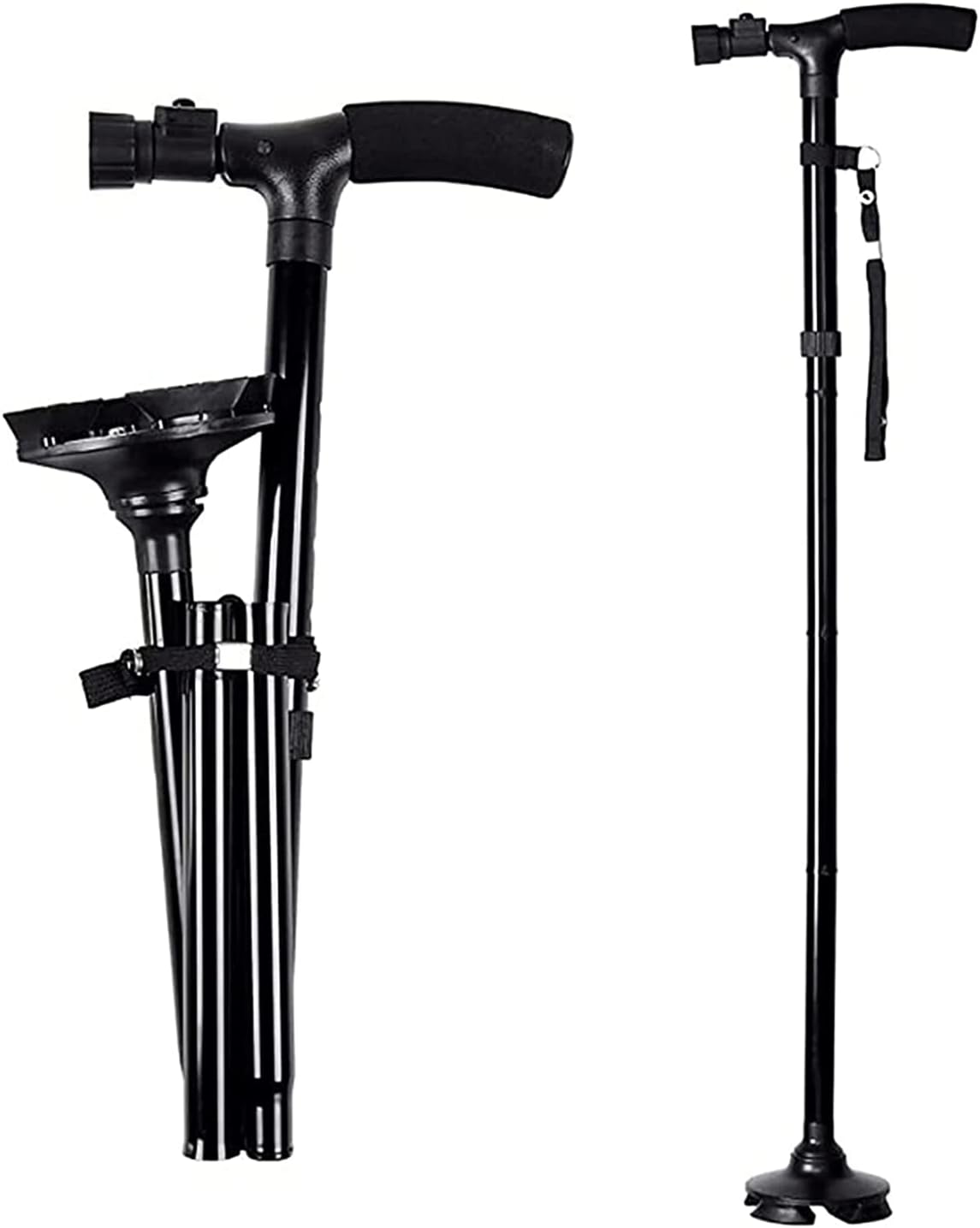Fashion Crutches Aluminum Alloy Folding Walking Sticks Adjustable Height Portable Walking Canes with Led Lights Canes