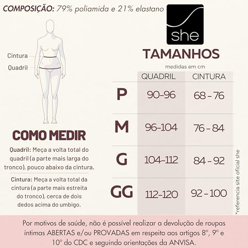 SHE BY MASH Calcinha Feminina Corte à Laser Fio Dental Microfibra Adulto, 3 Chocolates, G