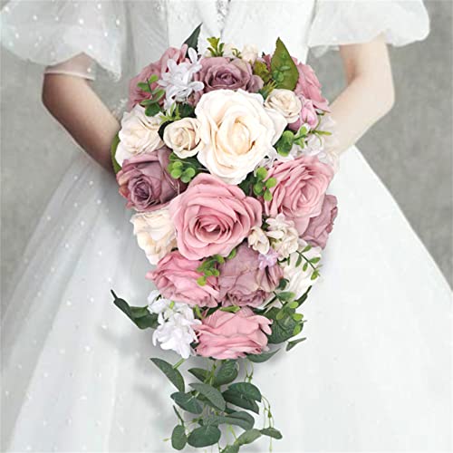 Jackcsale Bride Wedding Bouquets Cascading Bouquet for Bride Wedding Artificial