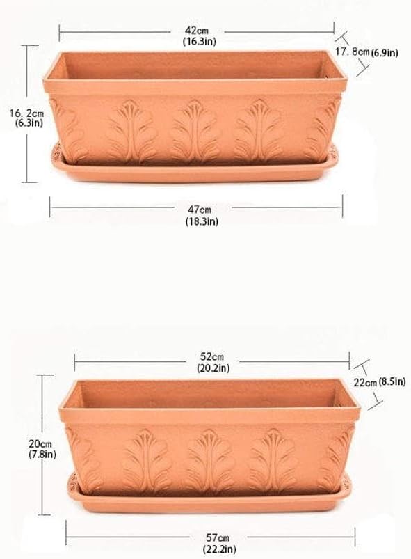 Household Plastic Planting Box roof Balcony Vegetable Planting Trough Rectangular Thickened Large Flower Box Flower Pots Indoor Outdoor (Size : Medium)