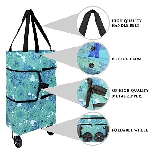 Andiker Faltbarer Einkaufstrolley, Oxford-Gewebe, flexible Einkaufstasche mit faltbaren Rädern, um Kraft zu sparen… – Bild 6