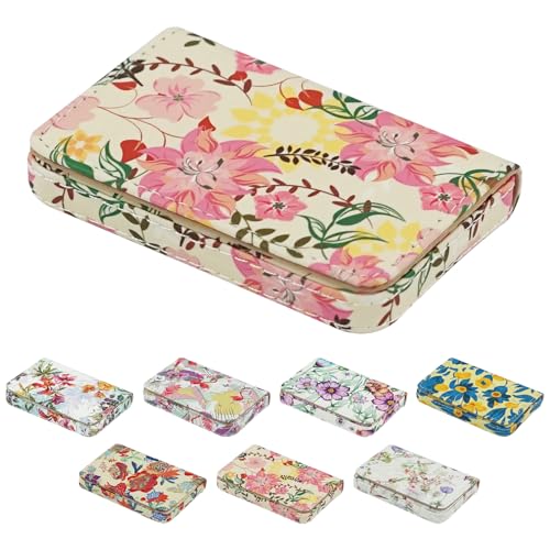 Business Card Holder，PU Leather Business Card Case Color Printing Pattern Card Holder Wallet，Pockets Magnetic Credit Card Holders for Men and Women - Red Yellow Flowers