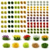 Hariendny 140 Stück Modellbau Gras Miniatur Bunte Blütentraube (10 Arten)