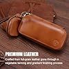 STAR VISTA Marco Premium Leather Pipe Bag, Tobacco Pouch with 2-Pipe Holder, Wristlet and Stand, Ombre Gold #1