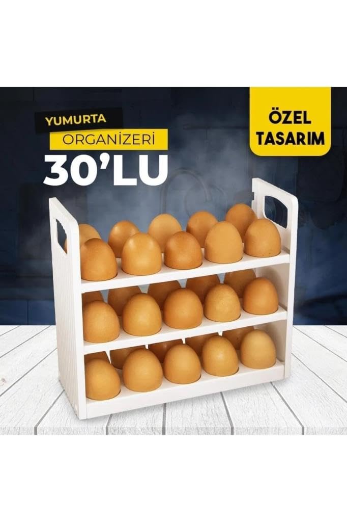 Mithra Life 3 Katlı 30 Bölmeli Buzdolabı İçi Yumurtalık Organizeri Plastik Beyaz MIT1094