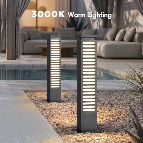 Linkmoon Outdoor Pathway Lights Wired, IP65 Waterproof Landscape Path Light, 27.6'' AC100-240V Bollard Light, Modern Commercial Pathway Lighting, 3000K LED Landscape Lighting for Patio Garden Walkway by Linkmoon - Used condition - Image 2