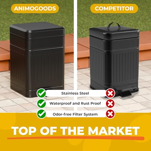 Small Dog Poop Trash Can Outside, 1.3 Gal Stainless Steel Dog Waste Trash Can, Waterproof Small Poop Bucket Outdoor with Lid, Poop Pail for Dogs, Dog Poop Bin Outdoor with Odor Control (Black) - Thumbnail 7