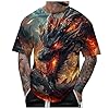 Mens Dragon Summer Short Sleeve Animal Graphic T-Shirt, gray, XXL #1