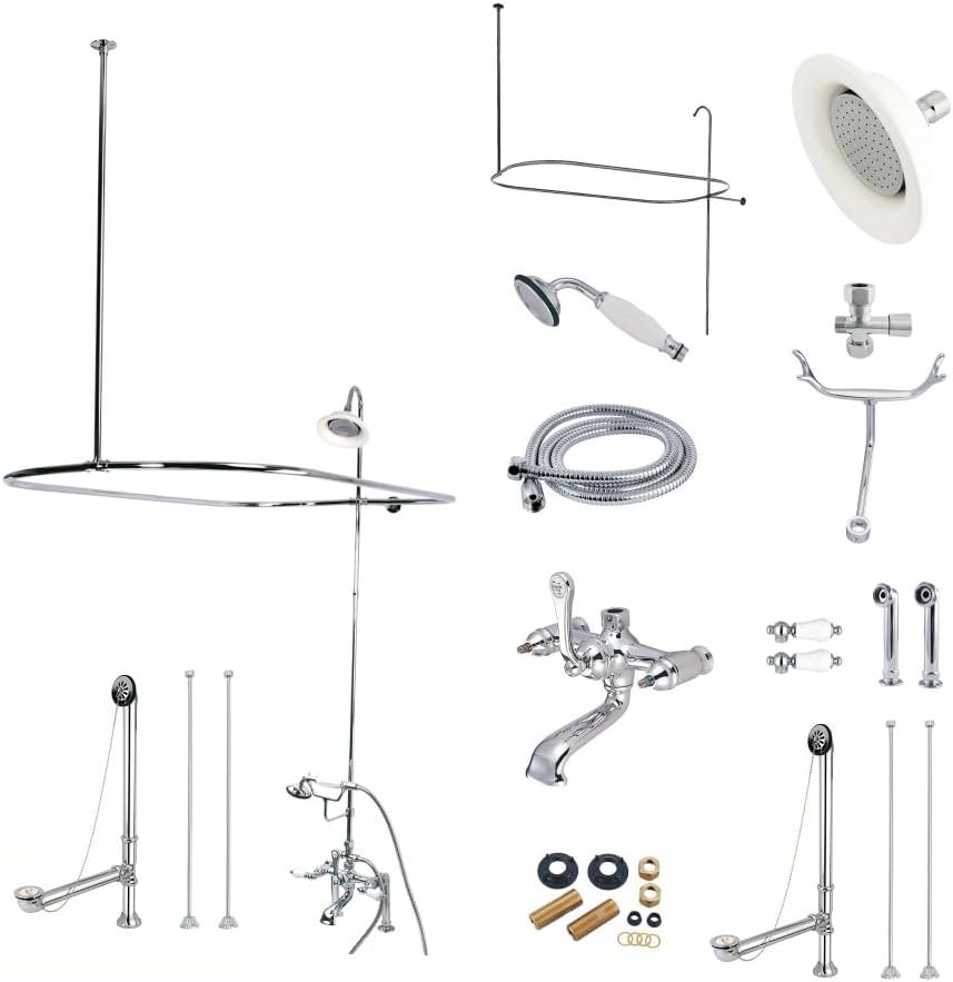 Kingston Brass CCK1175DPL Vintage 7-Inch Centerset Clawfoot Tub Fixture with Shower Riser Package Combo, Oil Rubbed Bronze