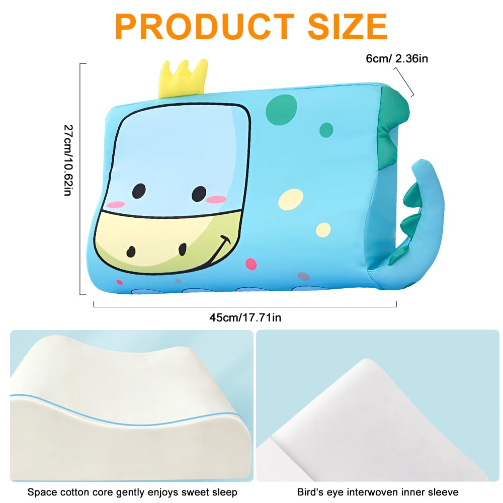 Schlummerkids Coussin pour Enfant, Oreiller Enfant, Confortable, Détachable, Coussin pour Enfant pour Enfants à partir de 3 Ans, 45 x 27 cm(Dinosaure)