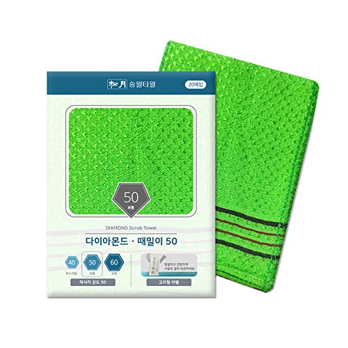 Songwol Korean Exfoliating Mitt Body Scrub Bath Washcloth 20-Pack (Green)