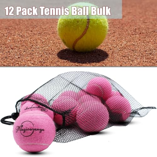 Image of Magicorange Tennis Balls, 12 Pack Advanced Training Tennis Balls Practice Balls, Come with Mesh Bag for Easy Transport, Good for Beginner Training Ball(Pink)