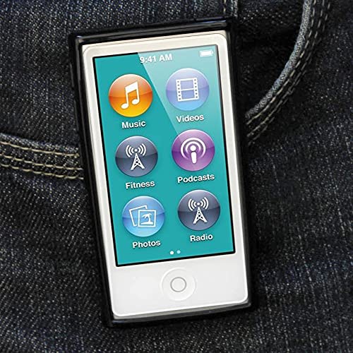 Igadgitz U2064 'Clip'n'go' Durable Crystal Gel Skin (Tpu) Case Cover With Integrated Sports Clip + Screen Protector Compatible With Apple Ipod Nano 7Th Gen 7G 16Gb - Black #TOP6